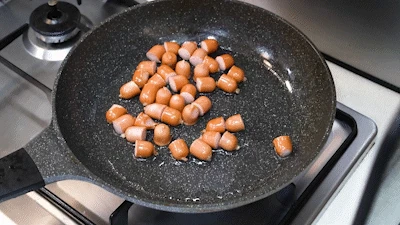 Kimchi fried rice topped with toasted sesame seeds