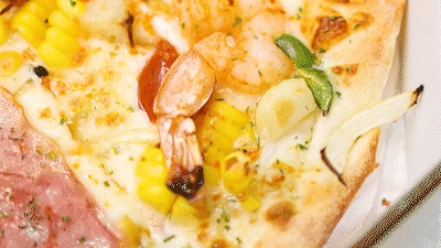 Generous whole shrimp seafood pizza