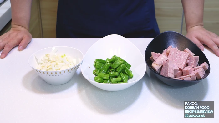 Stir-frying Spam and onion